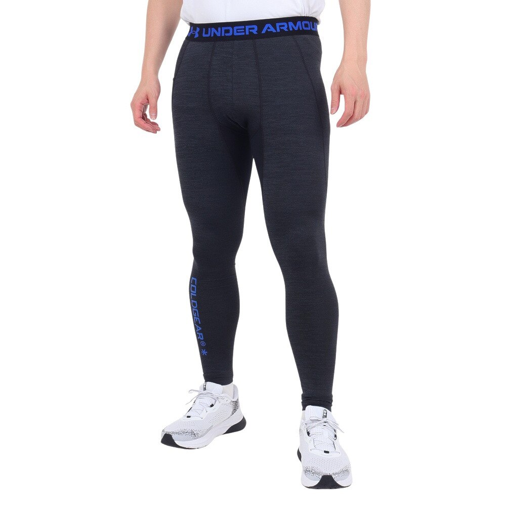アンダーアーマー（UNDER ARMOUR）（メンズ）コールドギアアーマー ツイスト レギンス 1379821 002 ブラック×ブルー