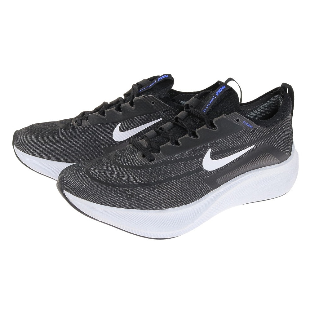 ナイキ（NIKE）（メンズ）ランニングシューズ ズームフライ 4 ブラック ホワイト CT2392-001 スニーカー 厚底 プレート ジョギング 駅伝 部活 マラソン 