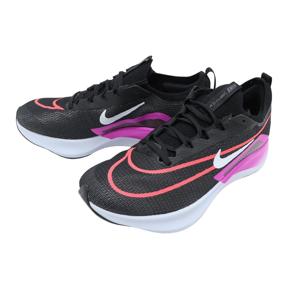 ナイキ（NIKE）（メンズ）ランニングシューズ ズームフライ 4 ブラック バイオレット CT2392-004 スニーカー ジョギング トレーニング  厚底 駅伝 マラソン