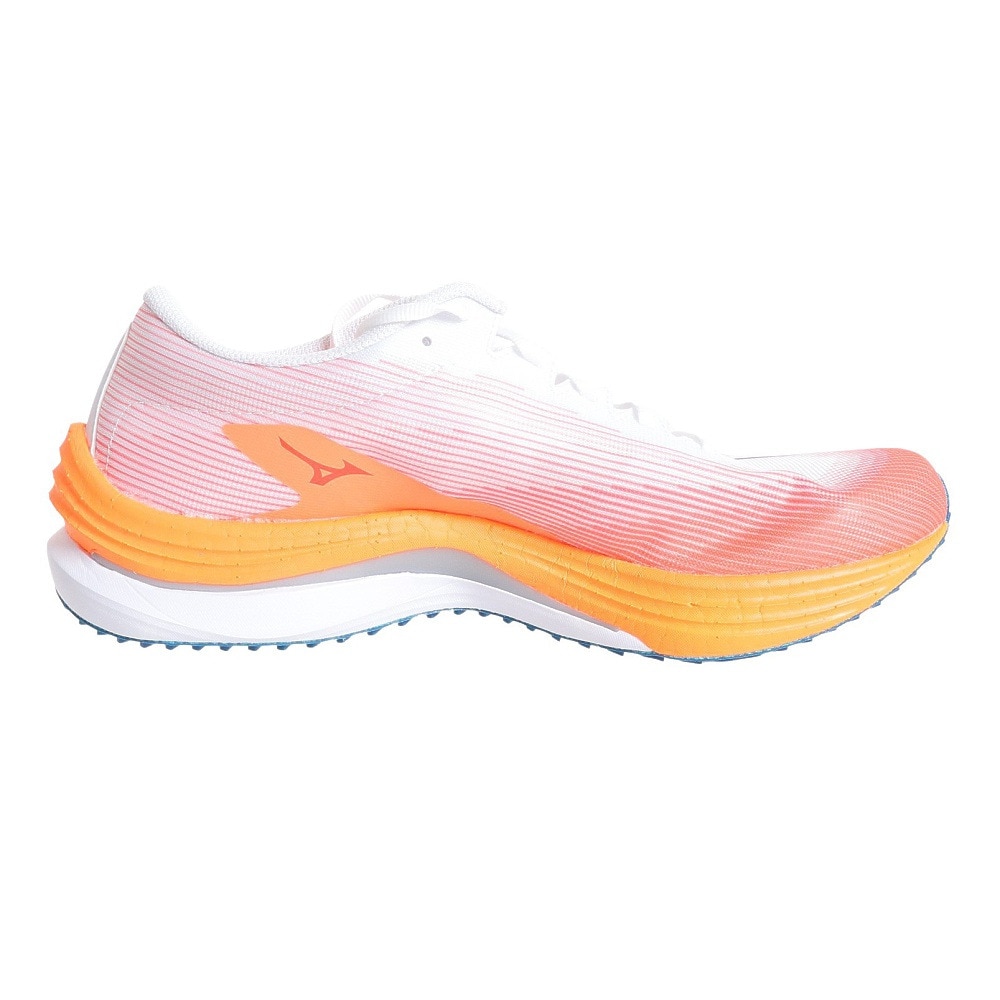 ミズノ（MIZUNO）（メンズ）ランニングシューズ ウエーブリベリオンフラッシュ ホワイト オレンジ J1GC233501 スニーカー 軽量 プレート トレーニング部活