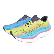 ミズノ（MIZUNO）（メンズ）ランニングシューズ ウエーブリベリオンプロ イエロー ブルー  J1GC231751 スニーカー トレーニング 部活 軽量 通気性 プレート 