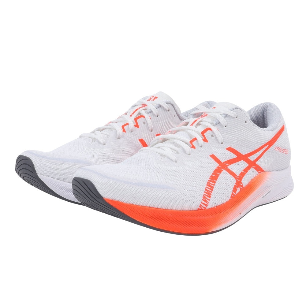 アシックス（ASICS）（メンズ）ランニングシューズ ハイパースピード3 ホワイト レッド 1011B701.101 スニーカー トレーニング 部活 軽量 