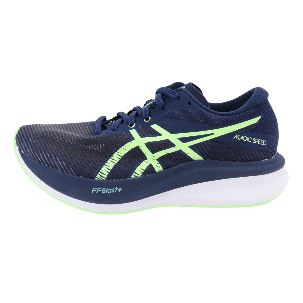 アシックス（ASICS）（メンズ）ランニングシューズ マジックスピード3 ワイド ネイビー グリーン 1011B704.401 スニーカー 幅広 クッション