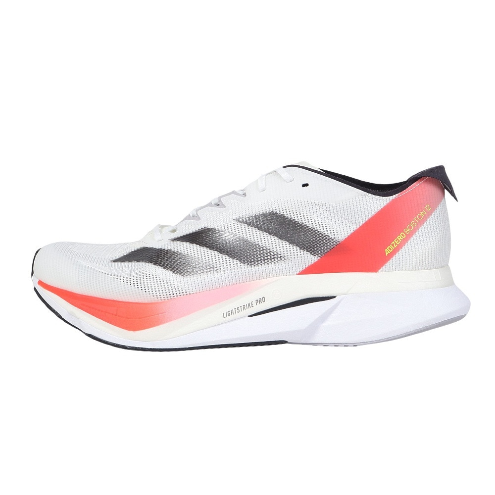 アディダス（adidas）（メンズ）ランニングシューズ アディゼロボストン 12 ホワイト レッド IF9210 スニーカー トレーニング クッション 軽量 部活 マラソン