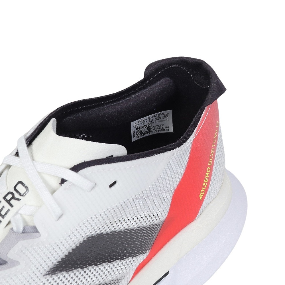 アディダス（adidas）（メンズ）ランニングシューズ アディゼロボストン 12 ホワイト レッド IF9210 スニーカー トレーニング クッション 軽量 部活 マラソン