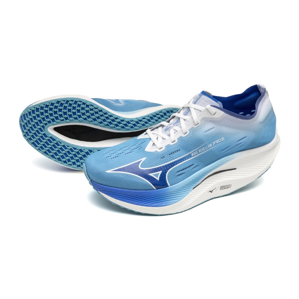 ミズノ（MIZUNO）（メンズ、レディース）ランニングシューズ ウエーブリベリオンプロ2 ブルー U1GD241751 スニーカー トレーニング 部活