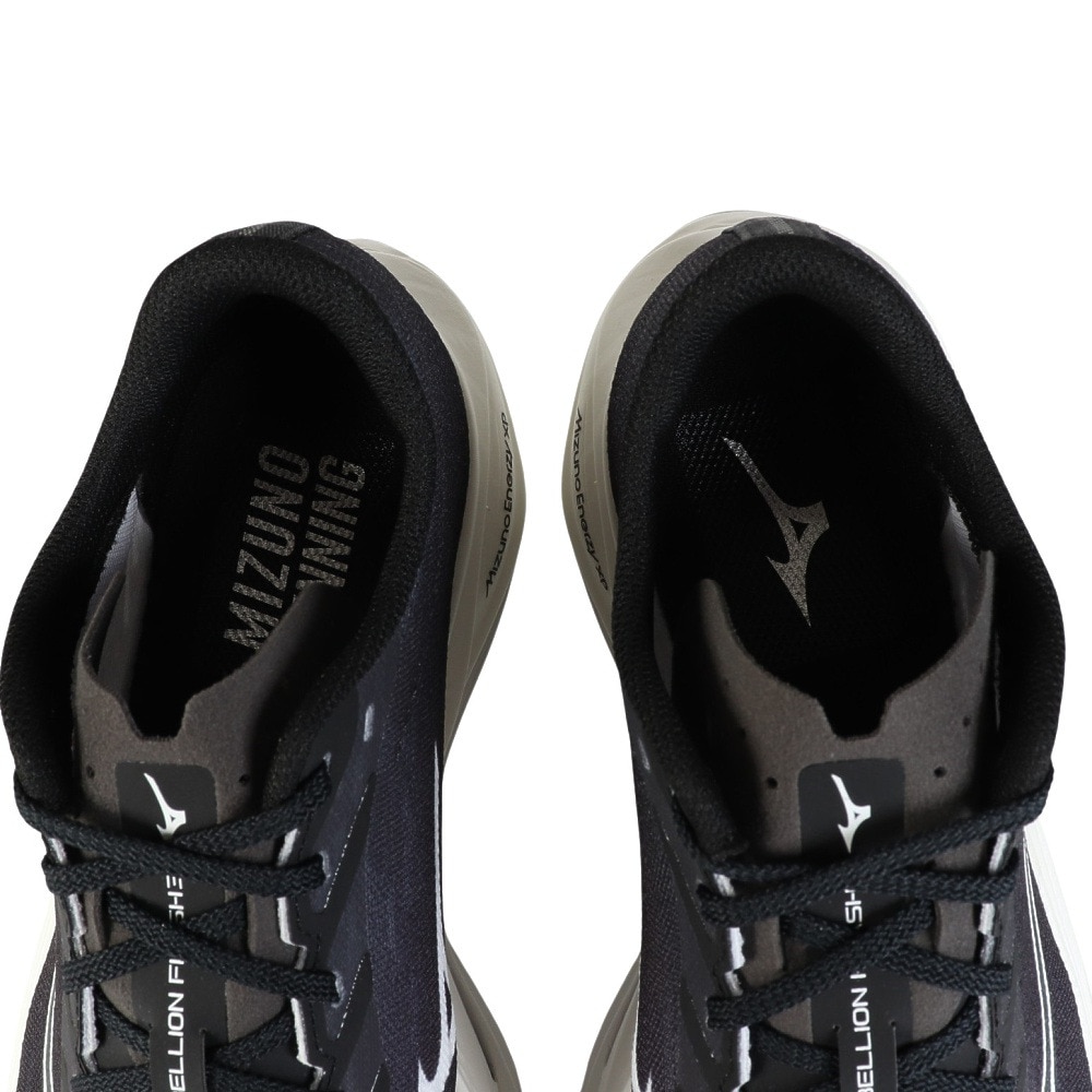 ミズノ（MIZUNO）（メンズ）ランニングシューズ 部活 ウエーブ リベリオン フラッシュ 3 ワイド ブラック ホワイト J1GC253701
