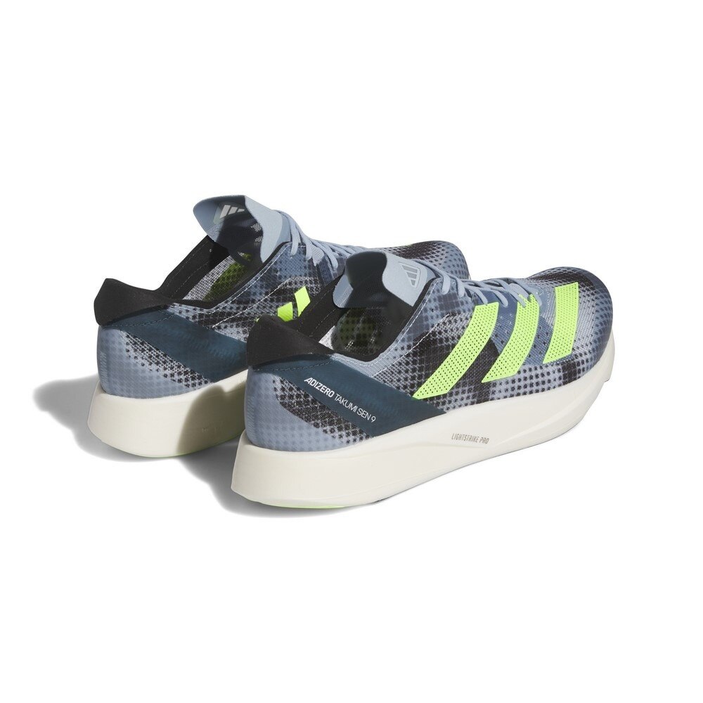 アディダス（adidas）（メンズ）ランニングシューズ アディゼロ タクミ セン 9 グレー イエロー IG3133 スニーカー レース トレーニング 軽量 陸上 部活