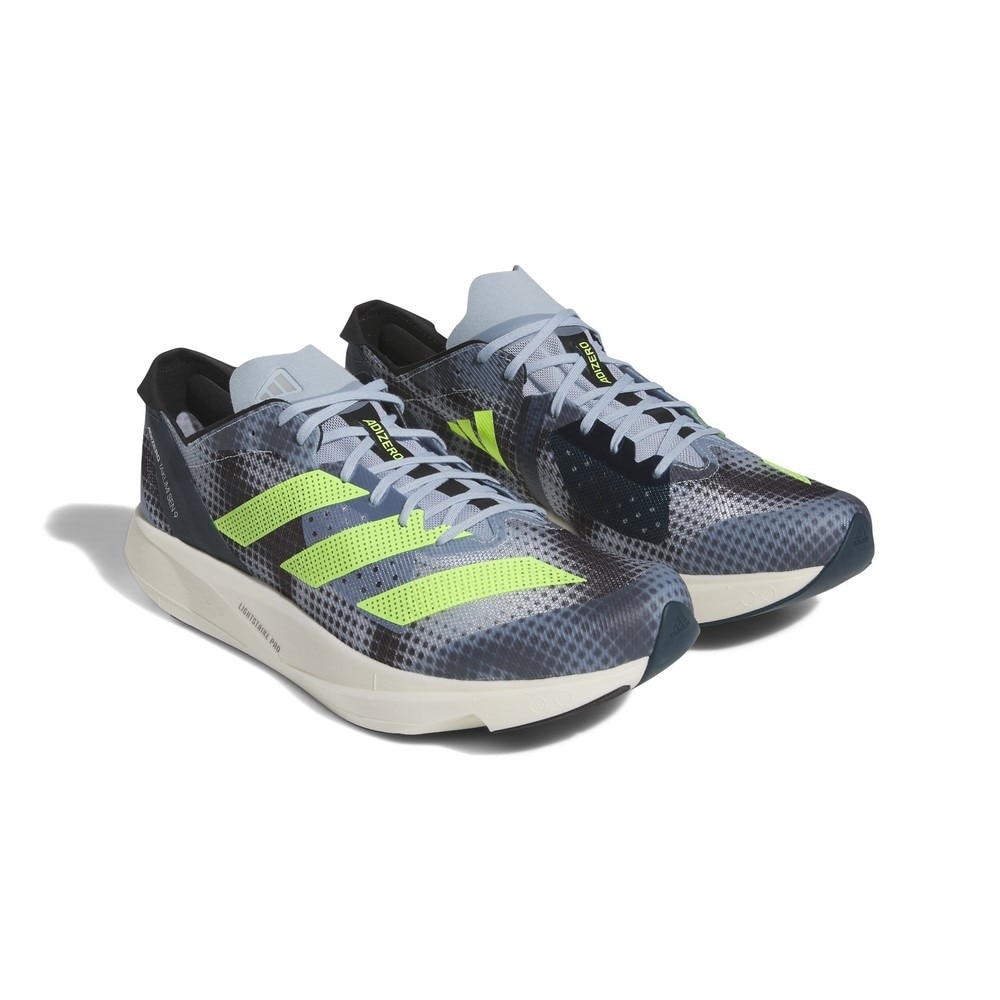 アディダス（adidas）（メンズ）ランニングシューズ アディゼロ タクミ セン 9 グレー イエロー IG3133 スニーカー レース トレーニング  軽量 陸上 部活