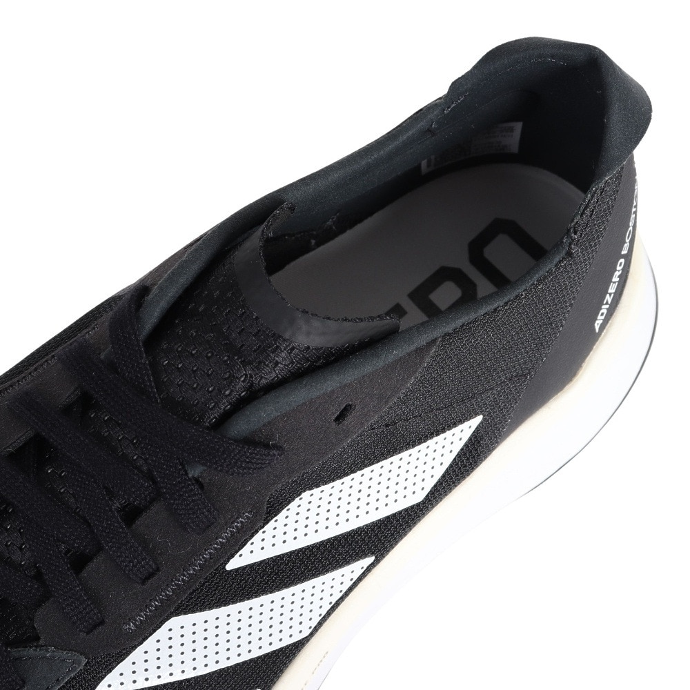 アディダス（adidas）（メンズ）ランニングシューズ アディゼロ ボストン 11 ワイド ブラック ホワイト GV9630 スニーカー 厚底 プレート 幅広 ジョギング