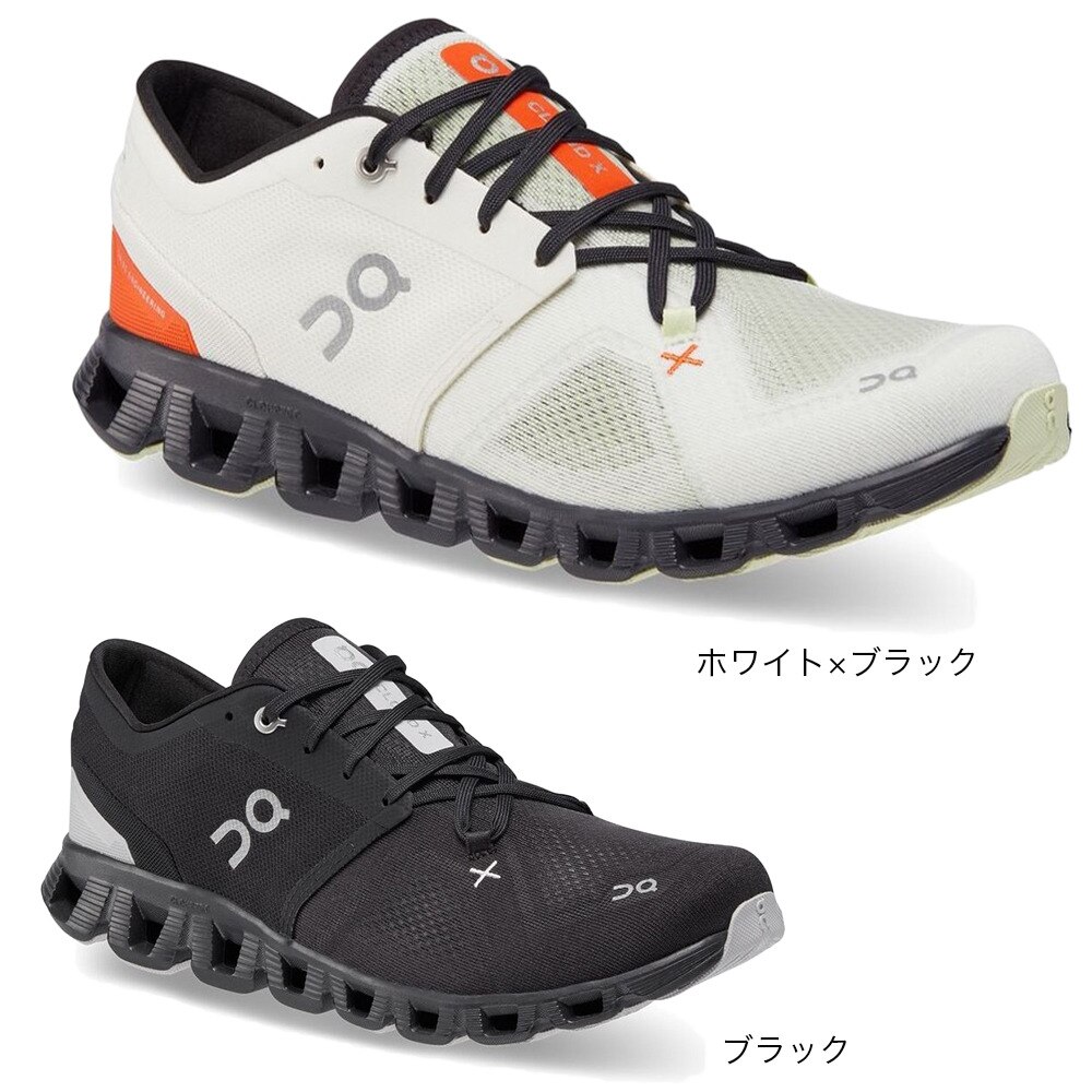 オン（On）（メンズ）ランニングシューズ クラウド エックス 3 ホワイト ブラック 60.98699 M スニーカー トレーニング ジョギング クッション 軽量
