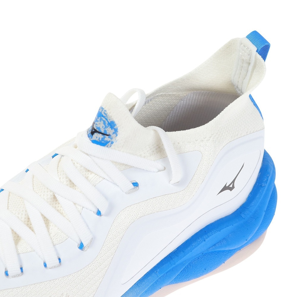 ミズノ(MIZUNO)(メンズ)ランニングシューズ メンズ 白 青 ウエーブ