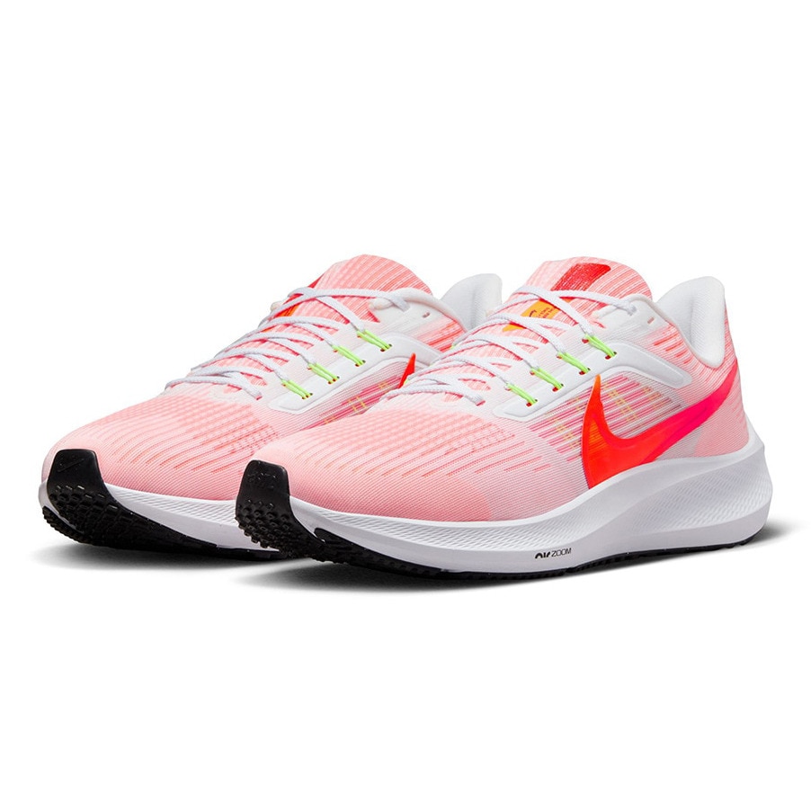 ナイキ（NIKE）（メンズ）ランニングシューズ エア ズーム ペガサス 39 ホワイト ピンク DH4071-102 スニーカー 厚底 プレート トレーニング 駅伝 部活