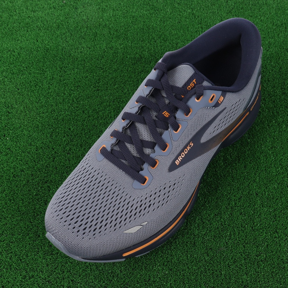 ブルックス（BROOKS）（メンズ）ランニングシューズ ゴースト15 ワイド グレー オレンジ BRM3934 DGRY スニーカー ジョキング スポーツ タウンユース 部活