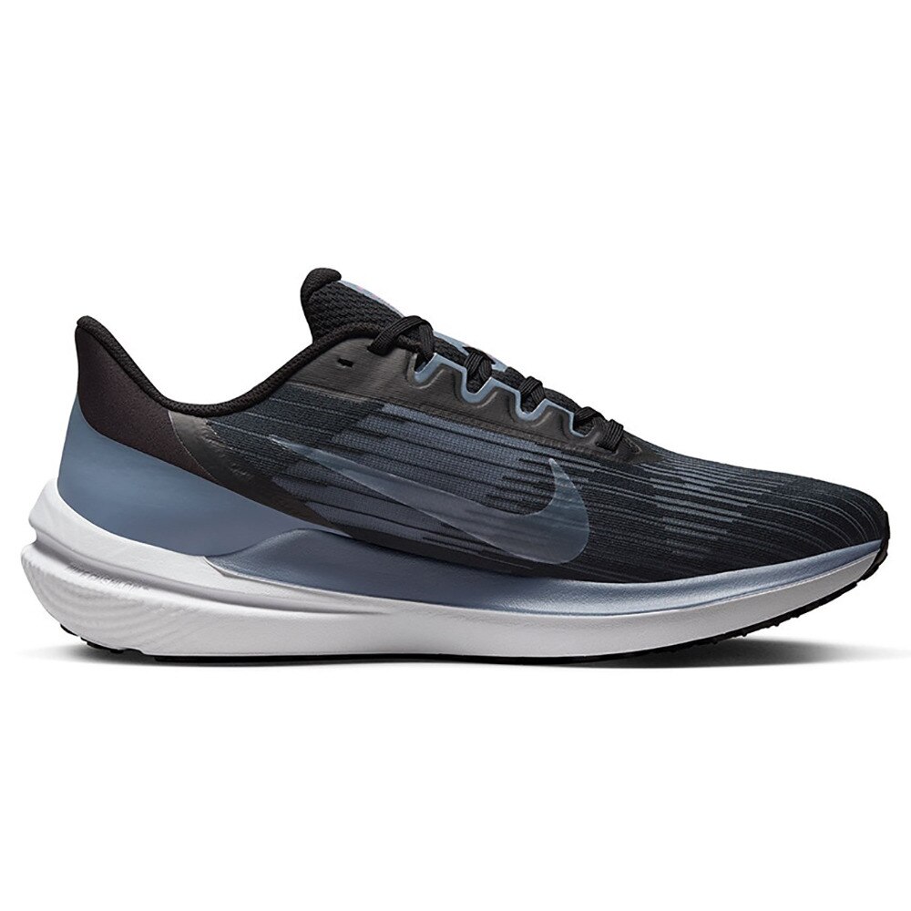 ナイキ（NIKE）（メンズ）ランニングシューズ エア ウィンフロー 9 AIR WINFLO9 ブラック DD6203-008 スニーカー ジョギング 長距離 部活 通勤 通学 シンプル