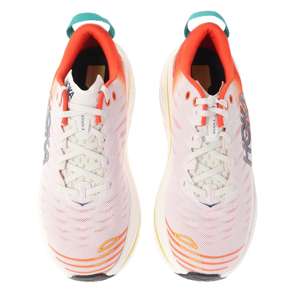 ホカ（HOKA）（メンズ）ランニングシューズ ボンダイX レギュラー ホワイト オレンジ 1113512-BDBF スニーカー トレーニング ジョギング ロード 軽量