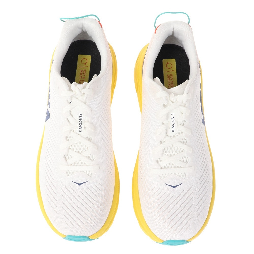 ホカ（HOKA）（メンズ）ランニングシューズ リンコン3 レギュラー ホワイト イエロー 1119395-WEGG スニーカー トレーニング ジョギング 軽量 クッション