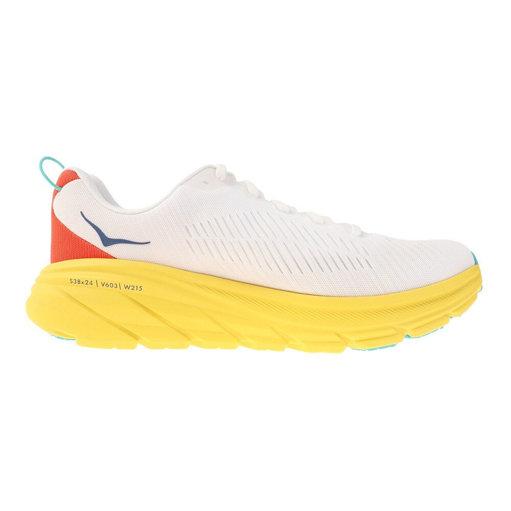 ホカ（HOKA）（メンズ）ランニングシューズ リンコン3 レギュラー ホワイト イエロー 1119395-WEGG スニーカー トレーニング ジョギング 軽量 クッション