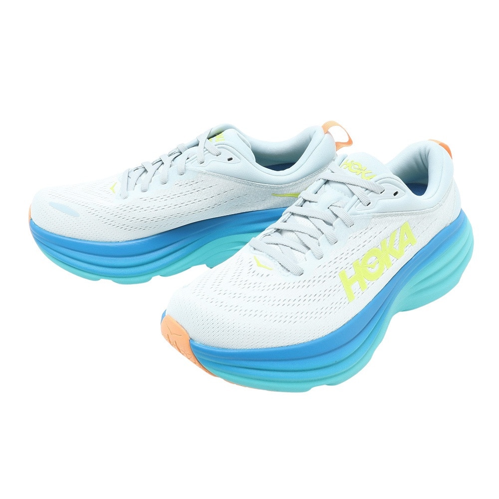 HOKA ランニングシューズ ボンダイ 8 BONDI 8 レギュラー グレー グリーン 1123202-IFBOB スニーカー トレーニング ジョギング 軽量 ２..