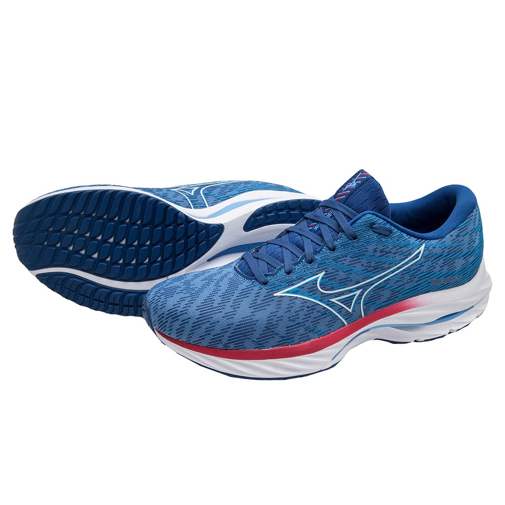 ミズノ（MIZUNO）（メンズ）ランニングシューズ ウエーブライダー26 ブルー J1GC220355 スニーカー ジョギング トレーニング 厚底  プレート