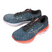 ミズノ（MIZUNO）（メンズ）ランニングシューズ ウエーブライダー26 SW ブルー グレー J1GC220451 スニーカー ジョギング トレーニング 幅広 クッション