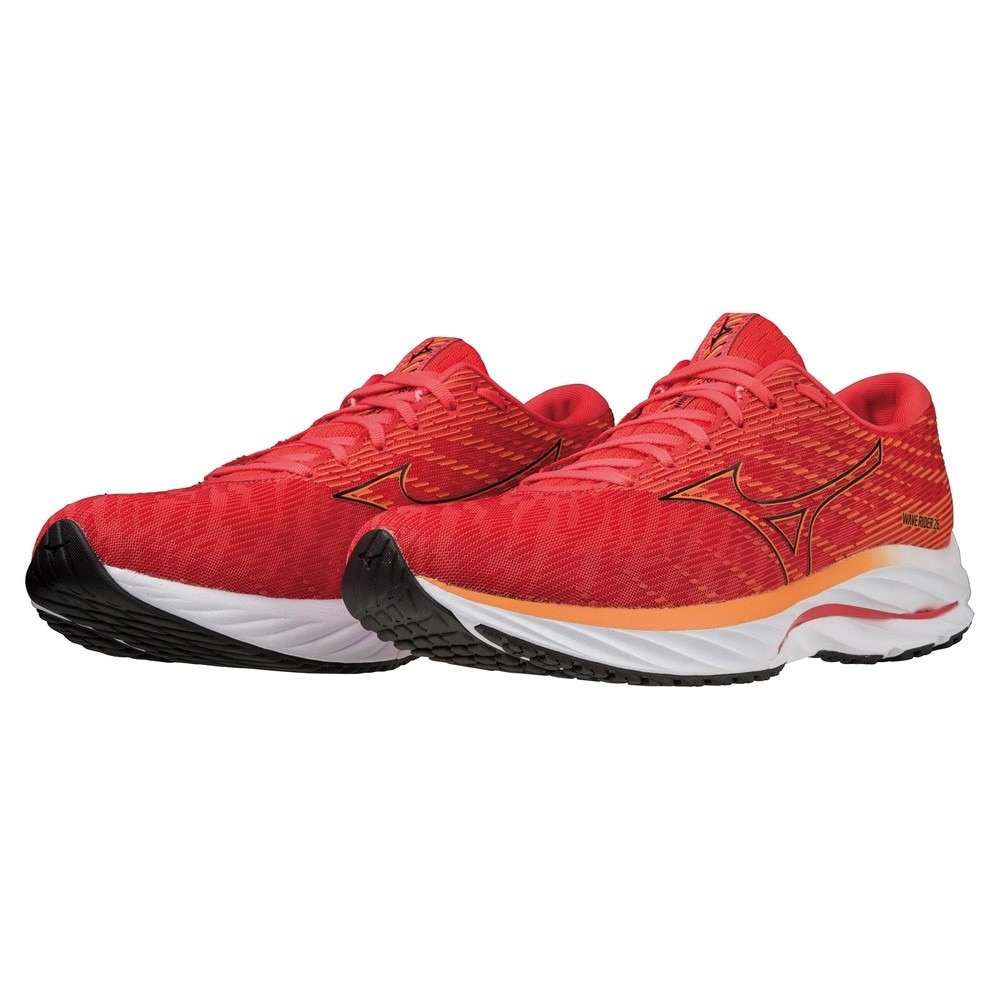 ミズノ（MIZUNO）（メンズ）ランニングシューズ ウエーブライダー26 SW レッド ブラック J1GC220457 スニーカー ジョキング トレーニング 厚底 プレート