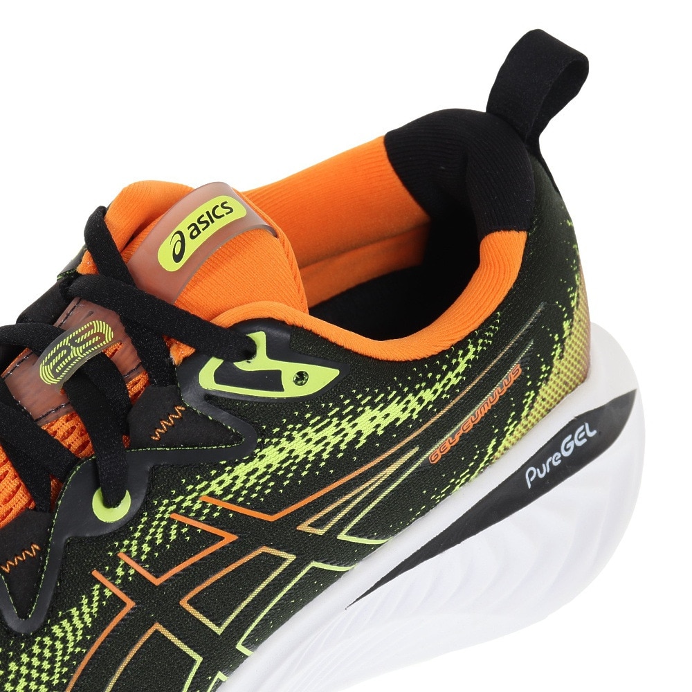 アシックス（ASICS）（メンズ）ランニングシューズ ゲル キュムラス 25 ブラック グリーン 1011B621.004 スニーカー ジョグ ウォーク クッション性 軽量