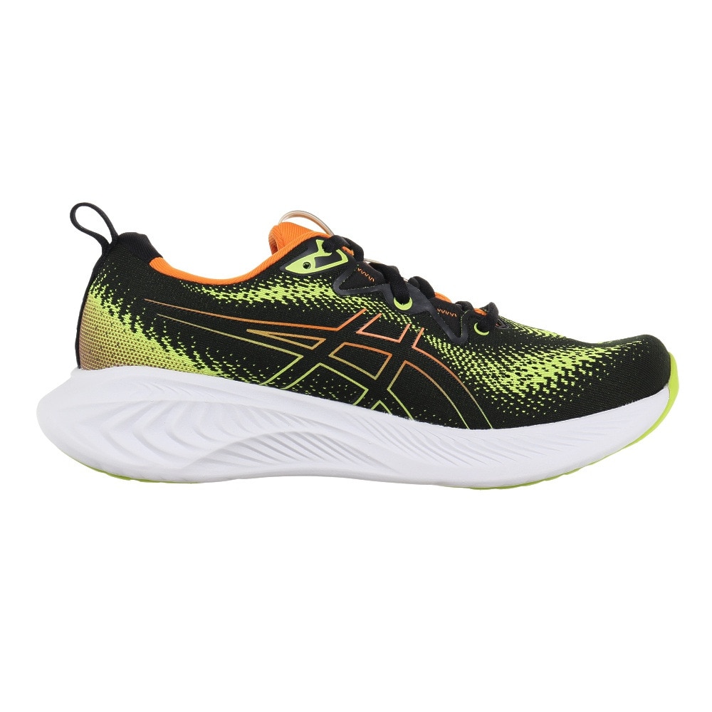 アシックス（ASICS）（メンズ）ランニングシューズ ゲル キュムラス 25 ブラック グリーン 1011B621.004 スニーカー ジョグ ウォーク クッション性 軽量