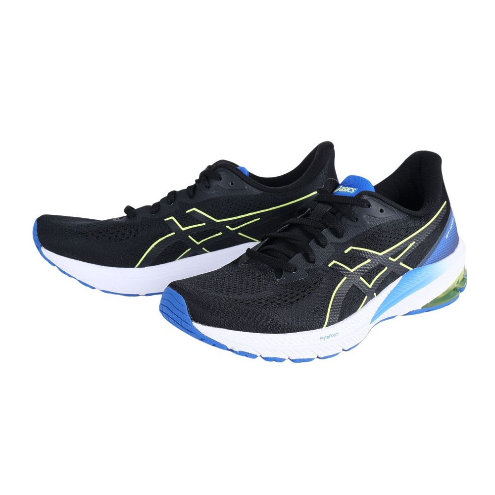 アシックス（ASICS）（メンズ）ランニングシューズ GT-1000 12 ブラック イエロー 1011B631.002 スニーカー トレーニング ジョギング ジム スポーツ 安定性