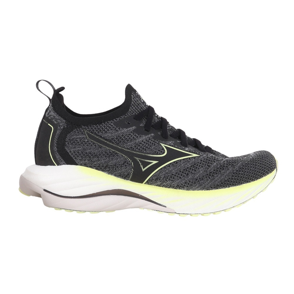 ミズノ（MIZUNO）（メンズ）ランニング シューズ ウエーブ ネオ ウインド ブラック イエロー J1GC227852 スニーカー ジョギング トレーニング 軽量 反発性