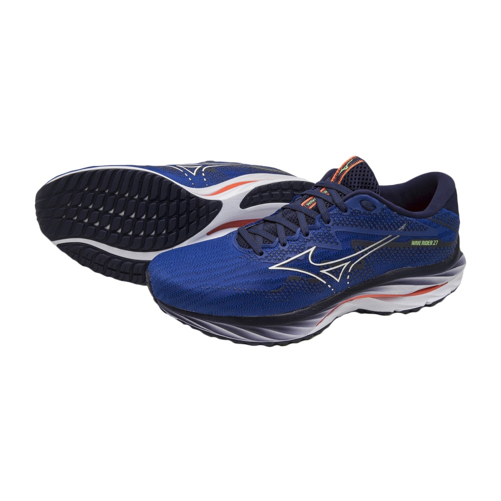 ミズノ（MIZUNO）（メンズ）ランニング シューズ ウェーブ ライダー 27 SW ブルー J1GC230405 スニーカー ジョギング クッション性 安定性 反発性