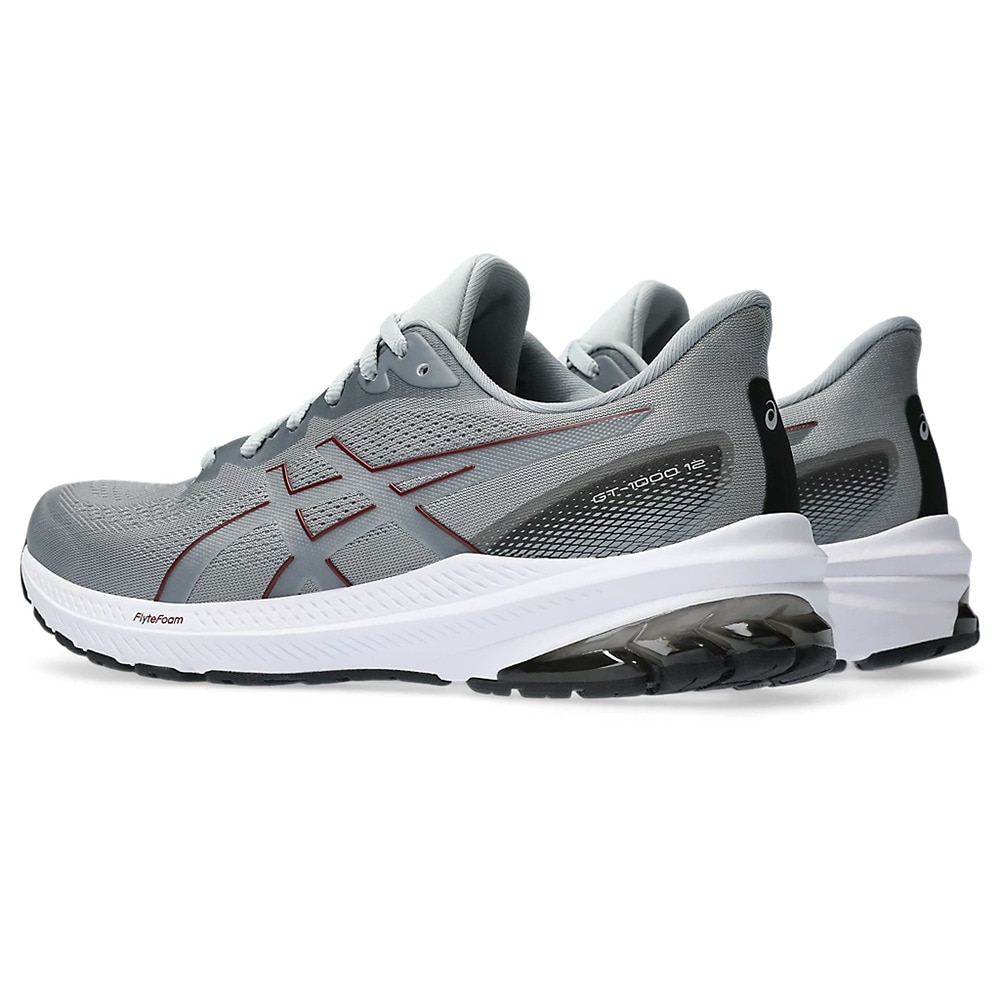 アシックス（ASICS）（メンズ）ランニングシューズ GT-1000 12 グレー レッド 1011B631.020 スニーカー トレーニング ジョギング ジム スポーツ 安定性