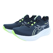 アシックス（ASICS）（メンズ）ランニングシューズ ゲルニンバス26 ネイビー グリーン 1011B794.400 スニーカー ジョグ トレーニング 軽量 クッション性 厚底