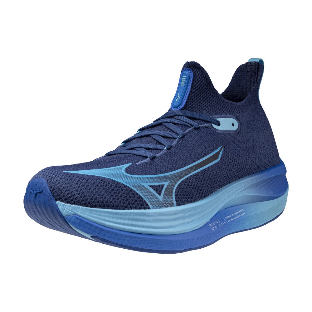 ミズノ（MIZUNO）（メンズ）ランニングシューズ ミズノネオビスタ ネイビー ブルー J1GC243401 スニーカー ジョギング 反発性 軽量 厚底