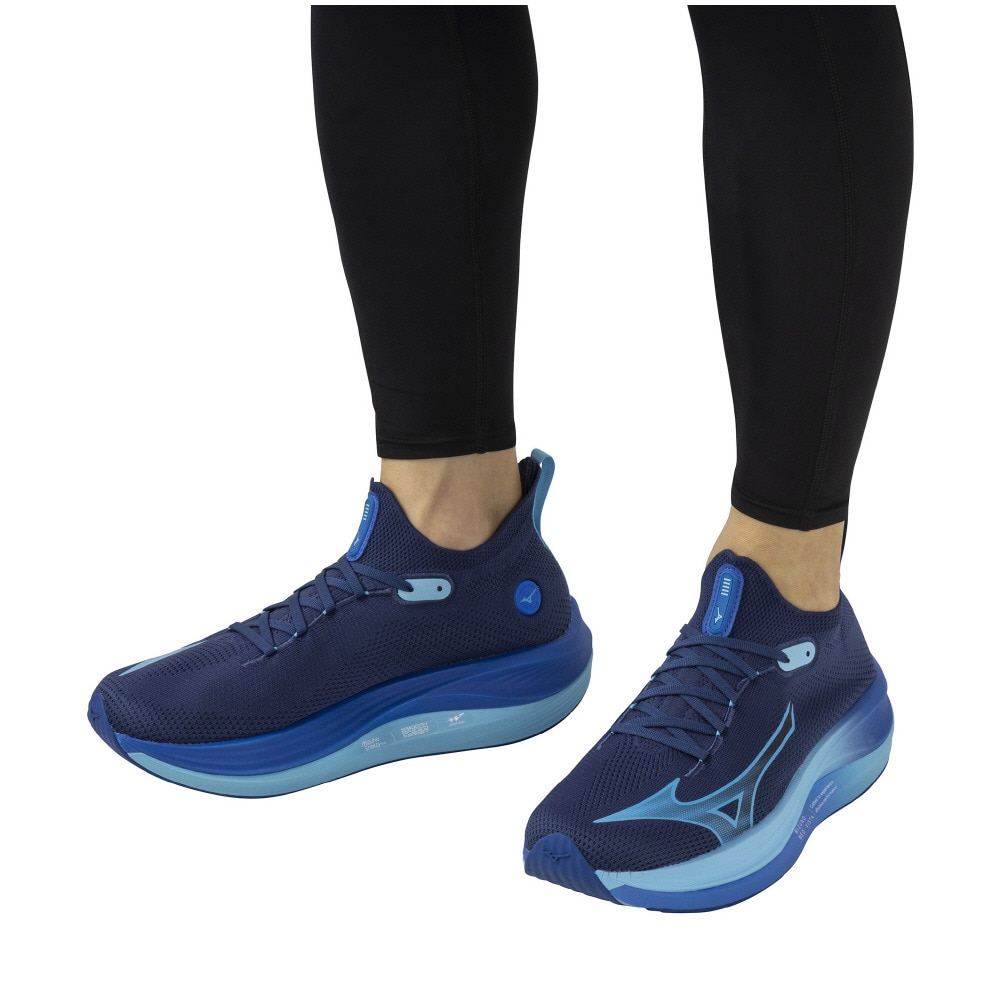 ミズノ（MIZUNO）（メンズ）ランニングシューズ ミズノネオビスタ ネイビー ブルー J1GC243401 スニーカー ジョギング 反発性 軽量 厚底