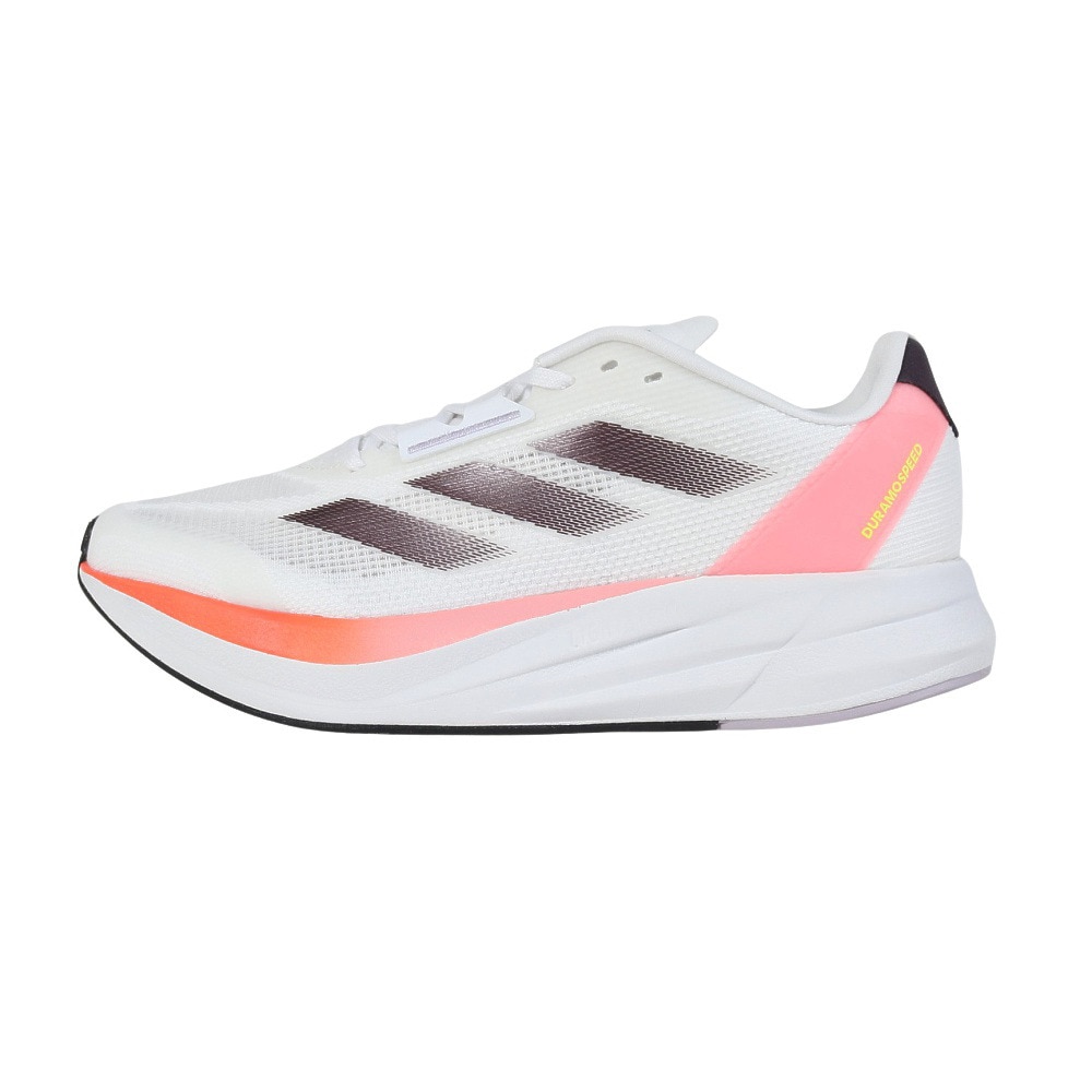 アディダス（adidas）（メンズ）ランニングシューズ アディゼロデュラモスピード ホワイト IF1205 スニーカー ジョギング 安定性 軽量 反発力 通気性