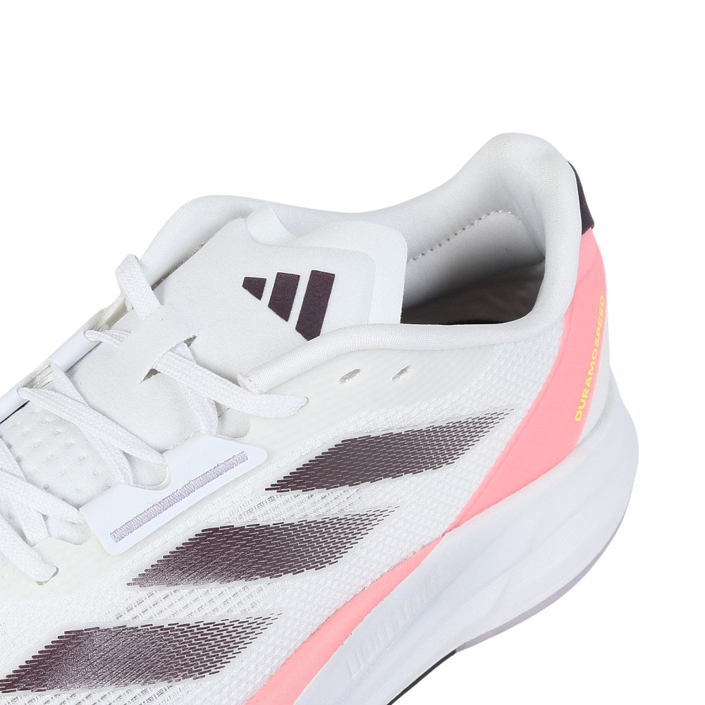 アディダス（adidas）（メンズ）ランニングシューズ アディゼロデュラモスピード ホワイト IF1205 スニーカー ジョギング 安定性 軽量 反発力 通気性