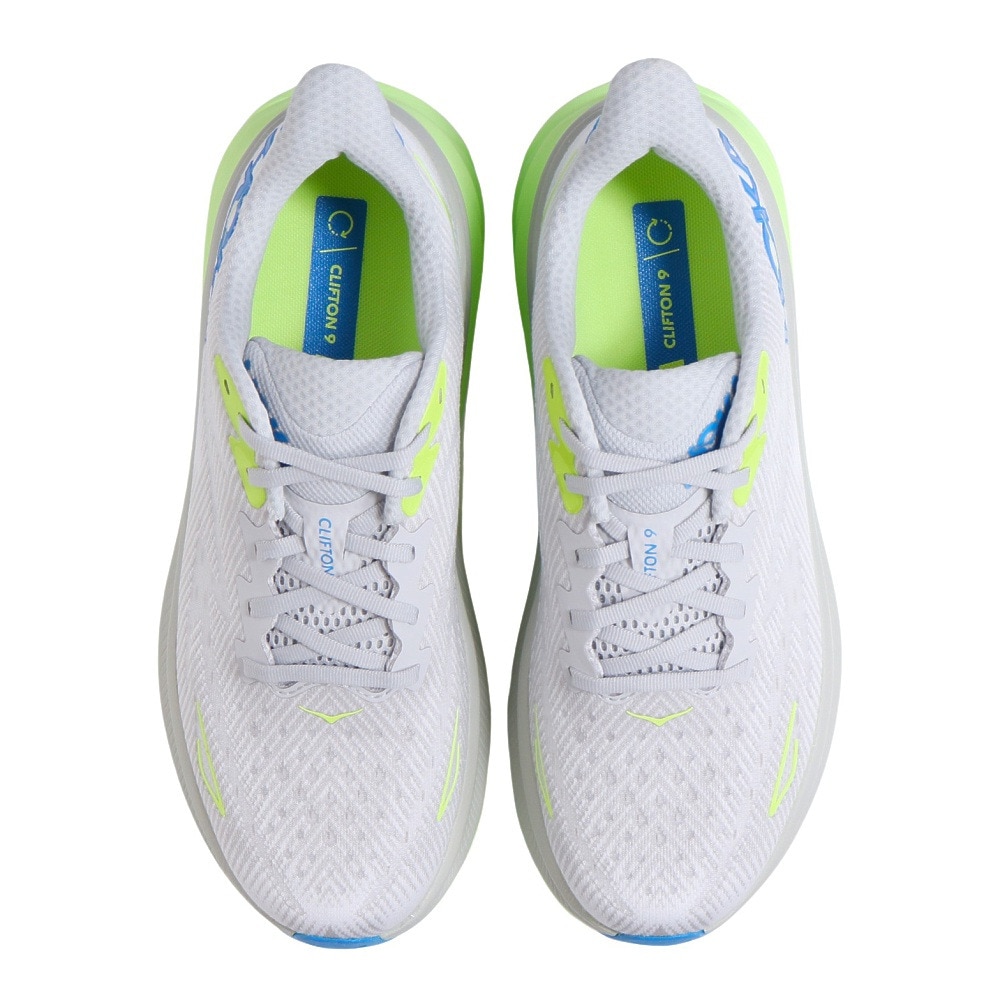 ホカ（HOKA）（メンズ）ランニングシューズ クリフトン9 ミディアムグレー フラッシュイエロー 1127895-STLC スニーカー ジョグ ウォーキング