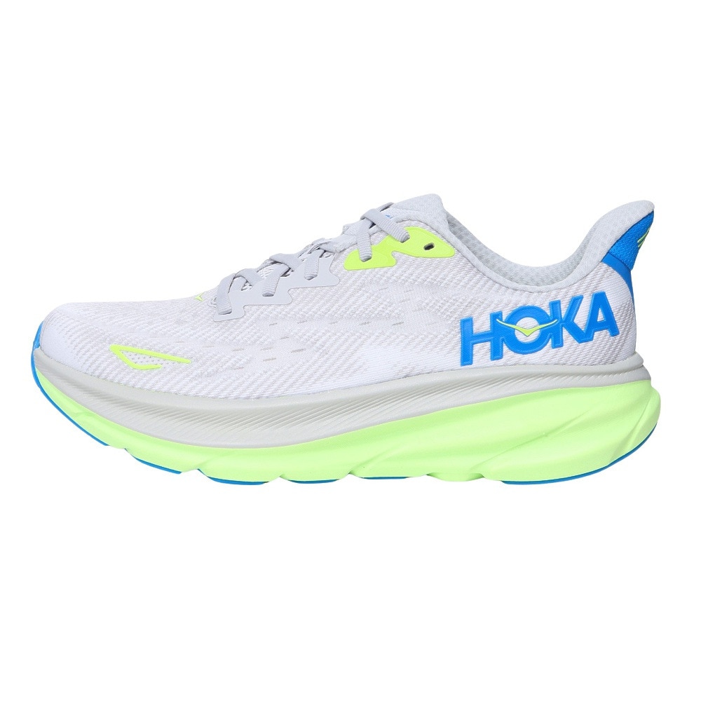 ホカ（HOKA）（メンズ）ランニングシューズ クリフトン9 ミディアムグレー フラッシュイエロー 1127895-STLC スニーカー ジョグ ウォーキング