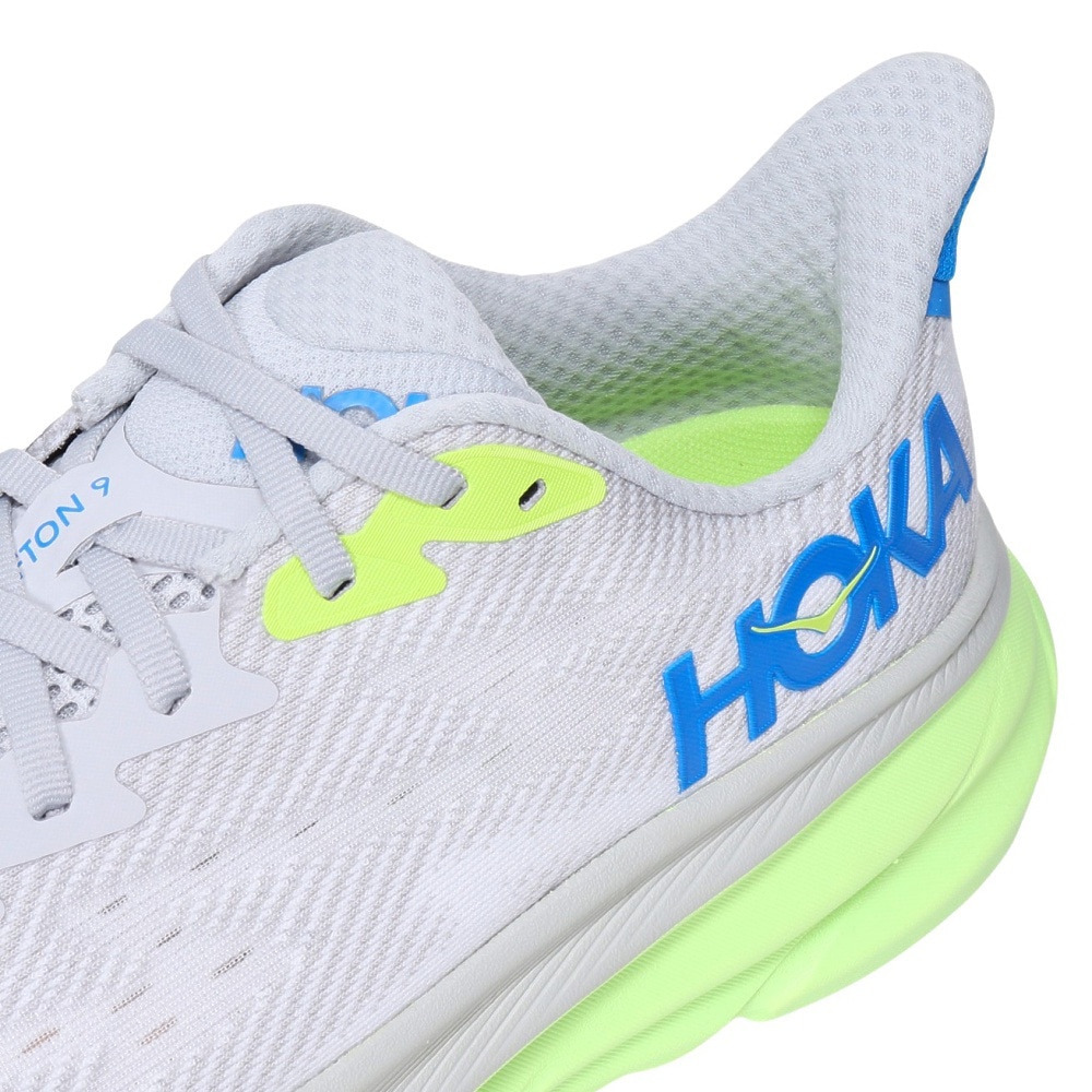 ホカ（HOKA）（メンズ）ランニングシューズ クリフトン9 ミディアムグレー フラッシュイエロー 1127895-STLC スニーカー ジョグ ウォーキング