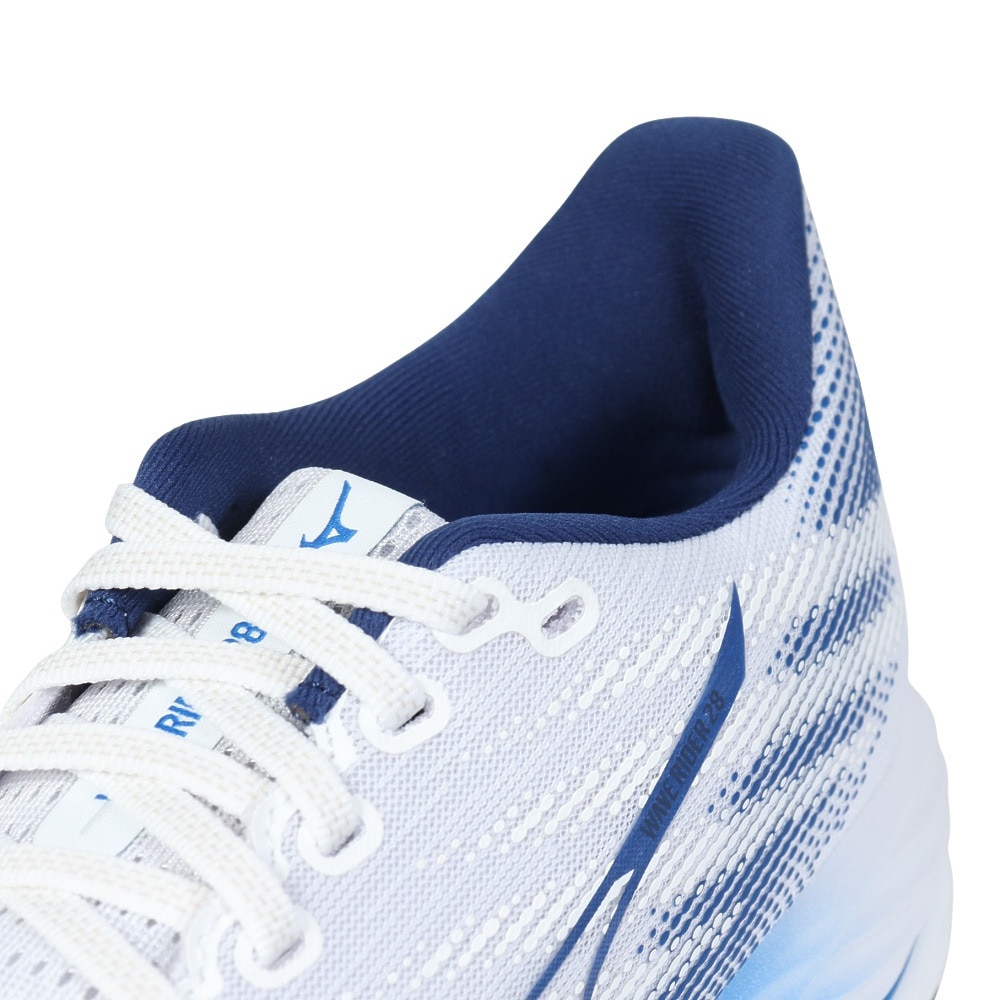 ミズノ（MIZUNO）（メンズ）ランニングシューズ ウエーブライダー28  ホワイト ネイビー J1GC240301 スニーカー ジョギング トレーニング