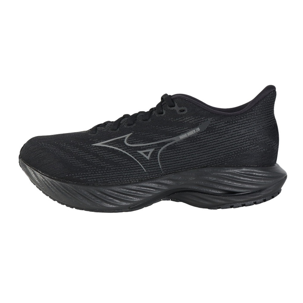 ミズノ（MIZUNO）（メンズ、レディース）ランニングシューズ ウエーブライダー28SW ブラック グレー J1GC246503 スニーカー ジョギング 