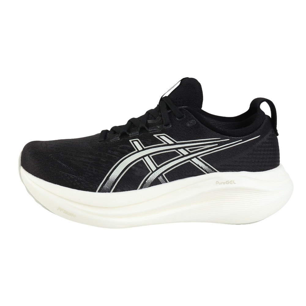アシックス（ASICS）（メンズ）ランニングシューズ ゲルニンバス27 EXWIDE ブラック グレー 1011B957.002 スニーカー クッション 幅広