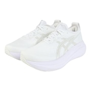 (メンズ)ランニングシューズ ゲルニンバス27 ホワイト グレー 1011B958.100 スニーカー クッション GEL-NIMBUS 27