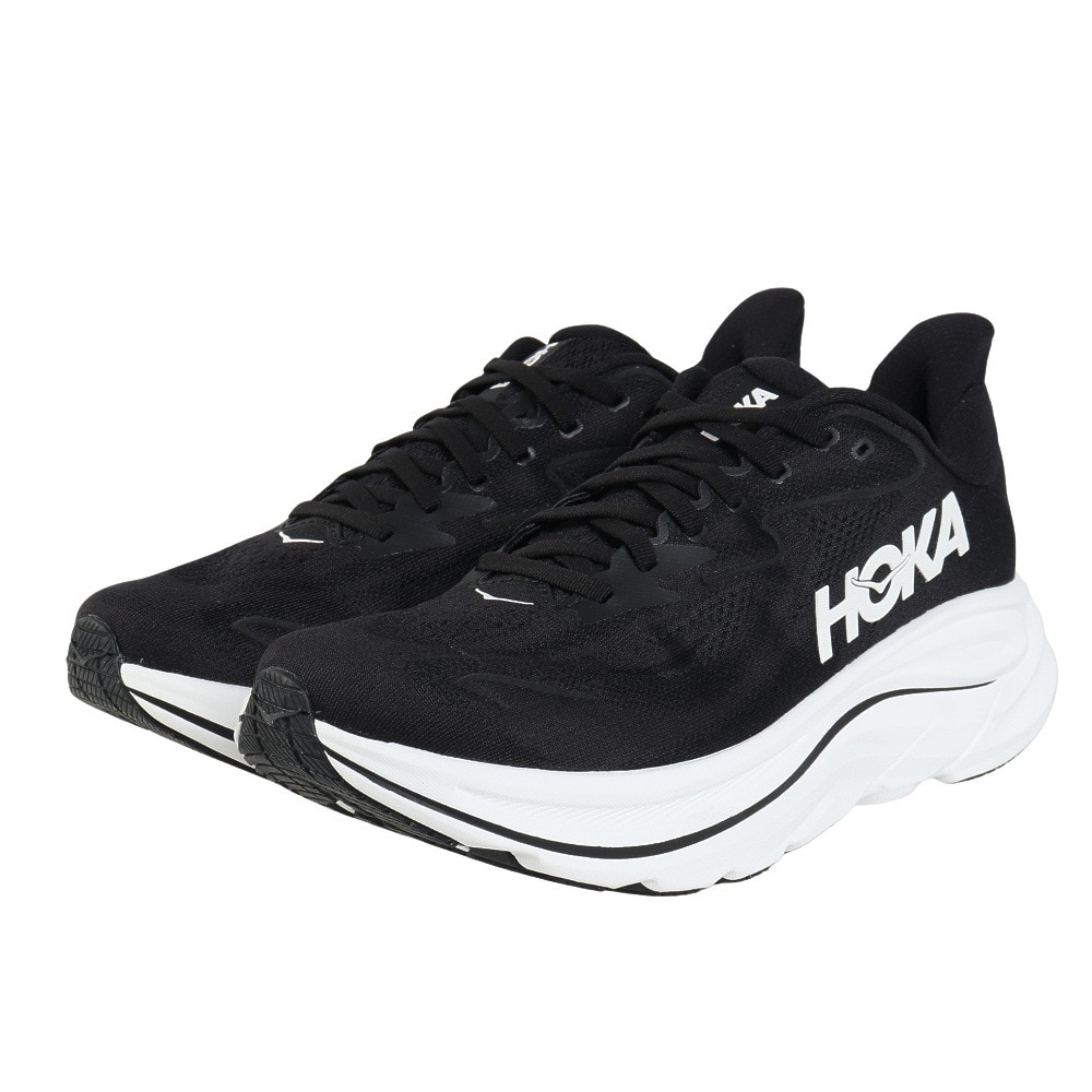 ホカ（HOKA）（メンズ）ランニングシューズ ジョギングシューズ クリフトン 10 ブラック ホワイト 1162030-BWHT スニーカー ウォーキング 超軽量 クッション性