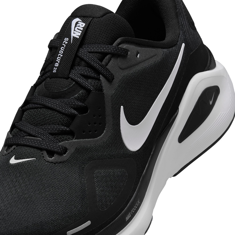 ナイキ（NIKE）（メンズ）ランニングシューズ ジョギングシューズ ストラクチャー 26 エクストラワイド ブラック HQ2588-001 安定性 耐久性