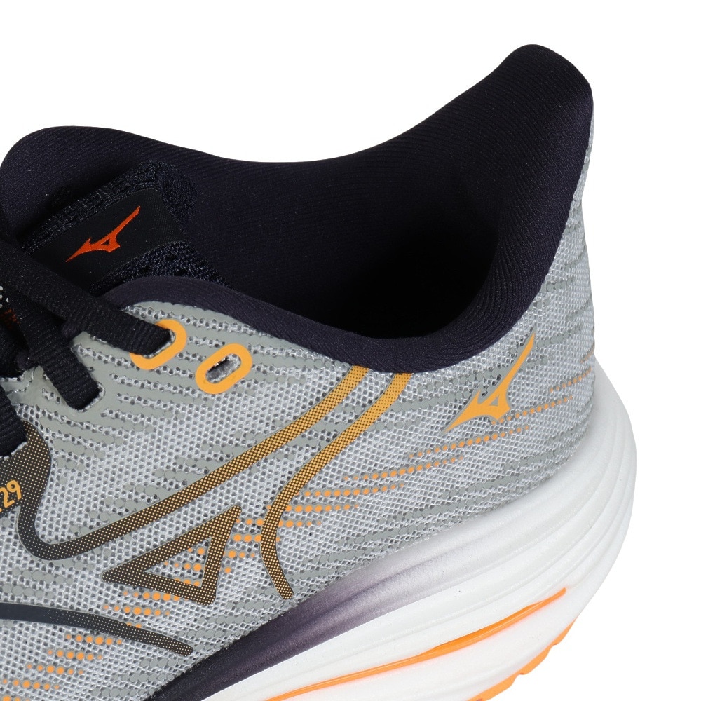 ミズノ（MIZUNO）（メンズ）ランニングシューズ ジョギングシューズ ウエーブライダー 29 SW グレー ブラック J1GC250405