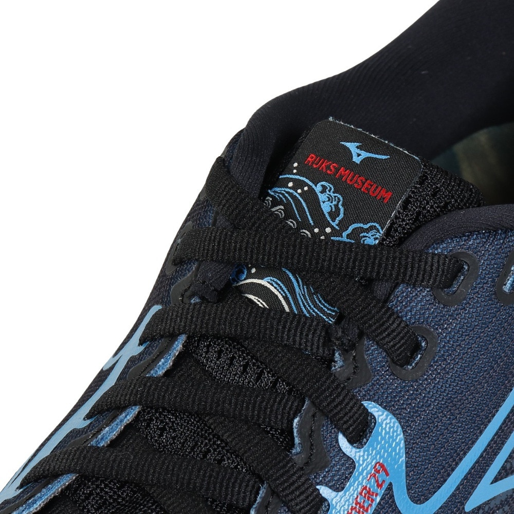 ミズノ（MIZUNO）（メンズ）ランニングシューズ ジョギングシューズ ウエーブ ライダー 29 アムステルダム ブルー ブラック J1GC256201