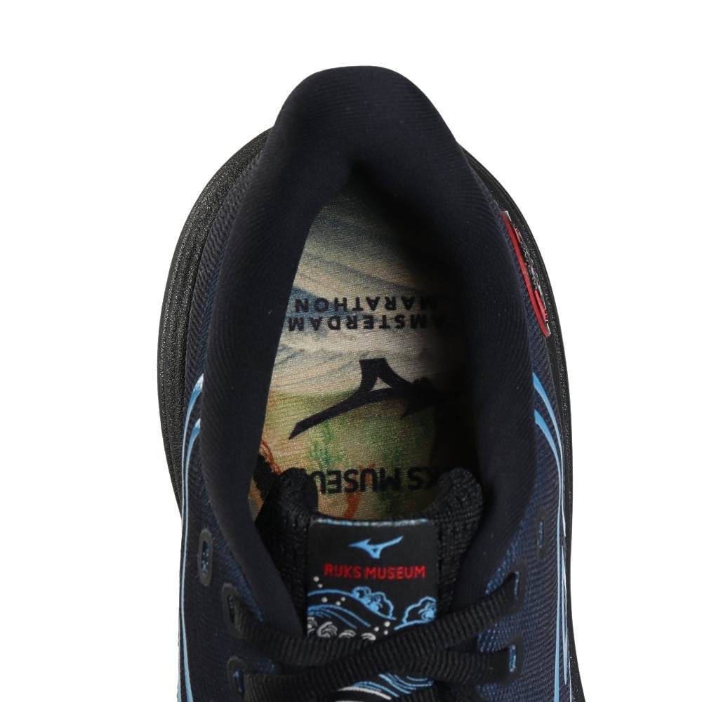 ミズノ（MIZUNO）（メンズ）ランニングシューズ ジョギングシューズ ウエーブ ライダー 29 アムステルダム ブルー ブラック J1GC256201