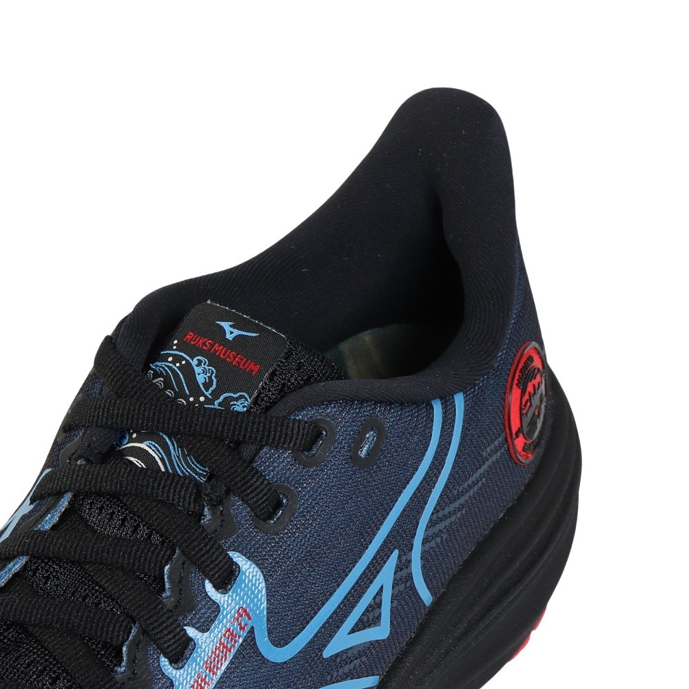 ミズノ（MIZUNO）（メンズ）ランニングシューズ ジョギングシューズ ウエーブ ライダー 29 アムステルダム ブルー ブラック J1GC256201